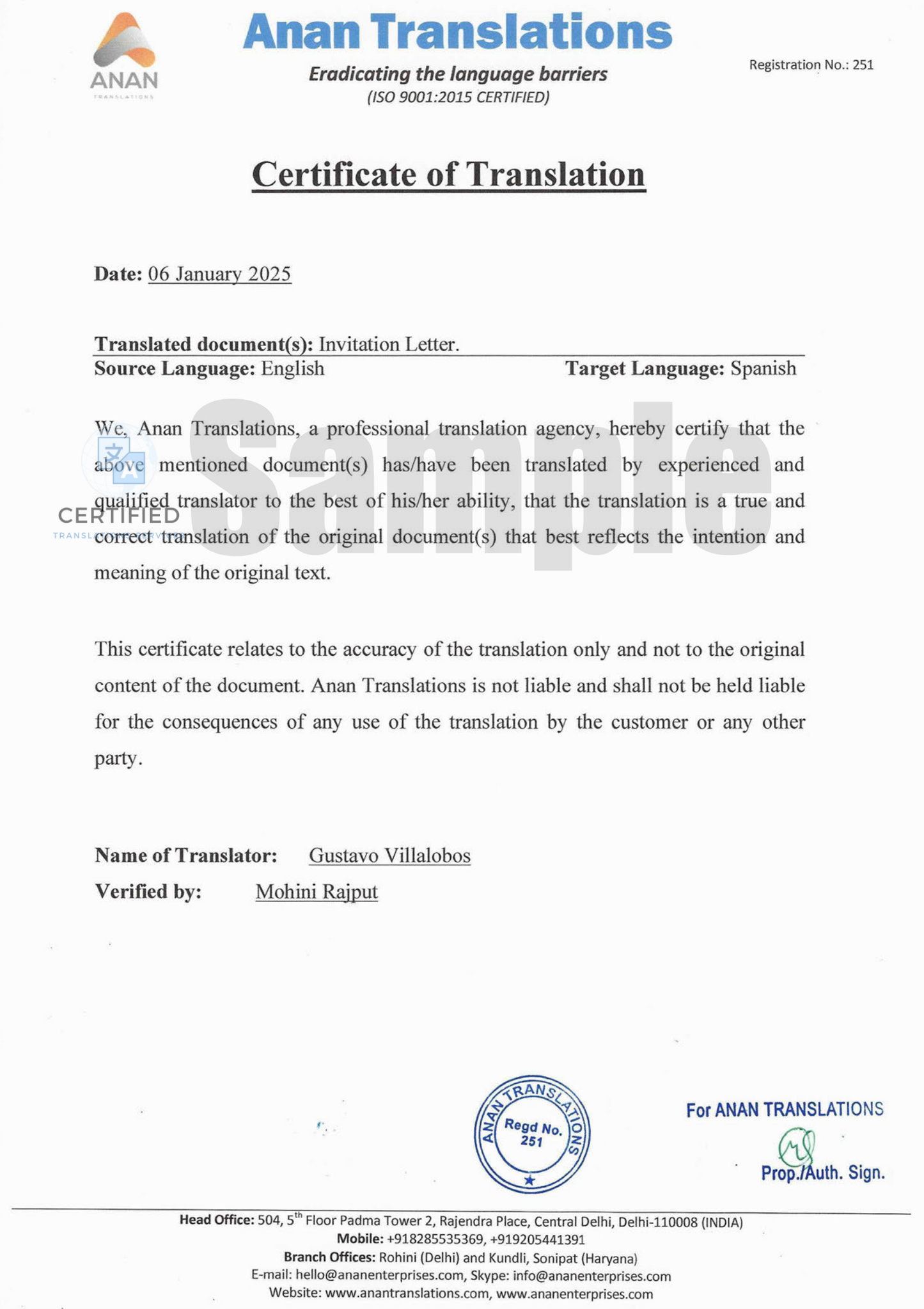 Any Foreign Language to English Certified Document Translation